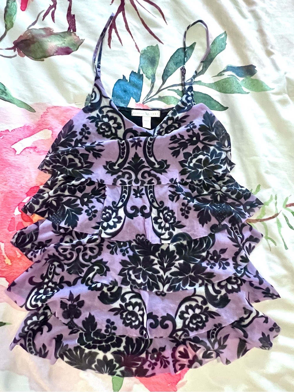 Weston Wear Purple and Black Floral Tank Top